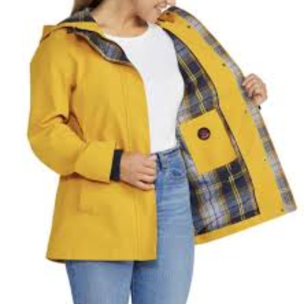 Pendleton Women's Yellow Misty Falls Anorak Goldenrod Plaid Rain Jacket Size M
